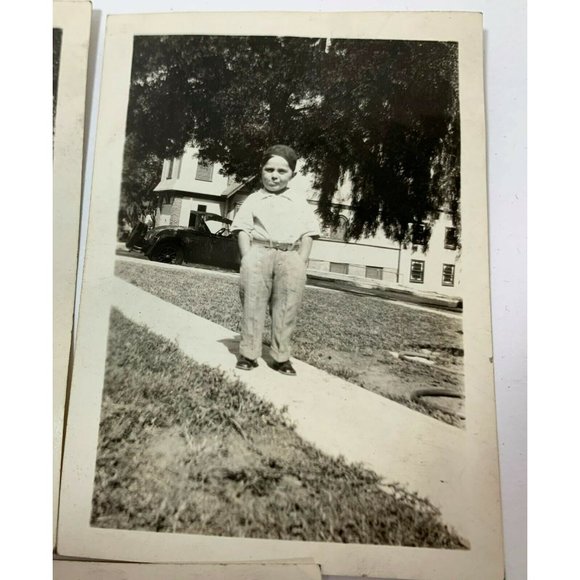 Young Boy Posing on Walkway Sidewalk 1930s Vintage Photograph Lot of 3 - Picture 7 of 8